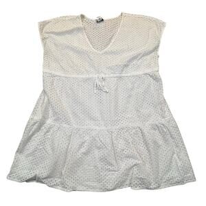 Tommy Bahama Eyelet Lace Dress XL White Boho Beach Resort Vacation Cover up